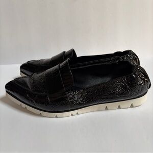 AGL Micro Pointed Toe Loafers Platform Black Patent Leather Size 9 EU39